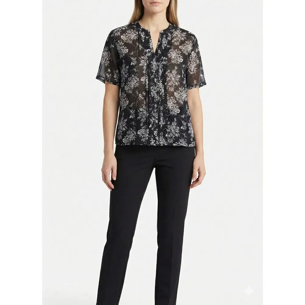 Banana Republic Sheer Floral Blouse S Whimsigoth Dark Academia Botanical